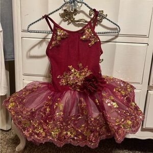 Revolution Burgundy and Gold Toddler Dance Costume